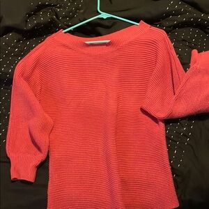 SHEIN Pink Off-the-Shoulder Sweater with Ribbed Texture
